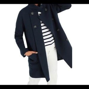 Madewell Navy Doublebreasted City Grid Wool Coat